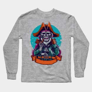 Skull Pirates Illustration Long Sleeve T-Shirt